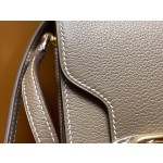 Roulis 19 elephant gray evercolor leather gold buckle