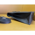 Kelly Danes black swift leather gold buckle