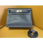 Kelly Danes black swift leather gold buckle