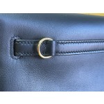 Kelly Danes black swift leather gold buckle