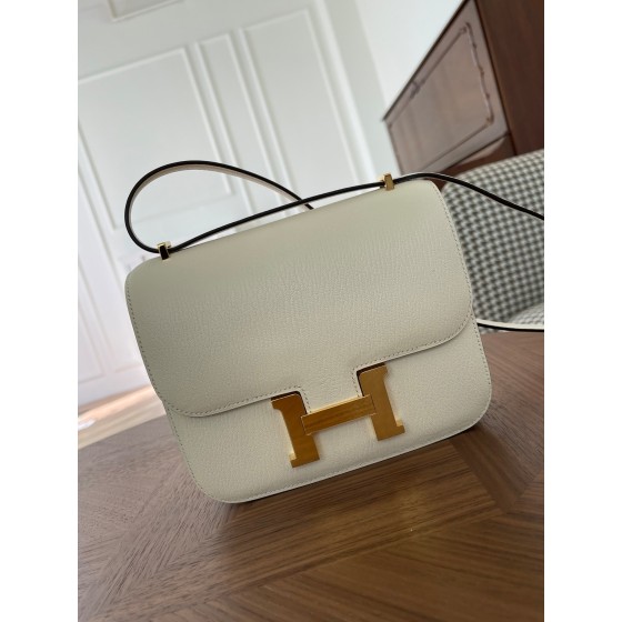 Kangkang 19 cream white goatskin gold buckle