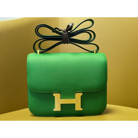 Kangkang 19 bamboo green epsom leather gold buckle