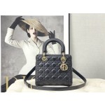 Dior five grid sheepskin black gold buckle 6605