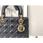 Dior five grid sheepskin black gold buckle 6605