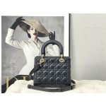 Dior five grid sheepskin black gold buckle 6605