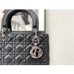 Dior five grid sheepskin black silver buckle 6605