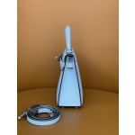 mini Kelly second generation haze blue epsom leather silver buckle