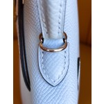 mini Kelly second generation haze blue epsom leather silver buckle