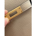 Kelly25 trench coat gray togo leather gold buckle