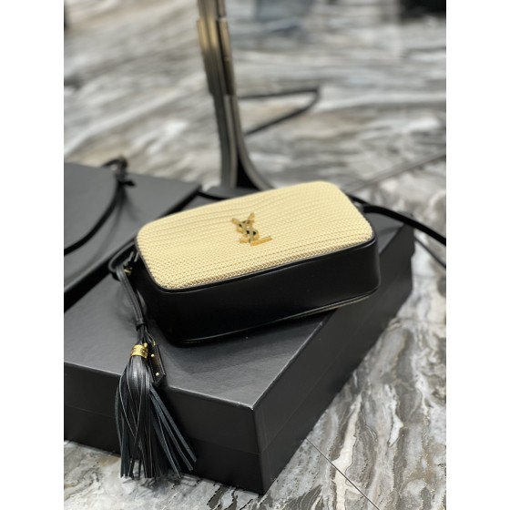 SAINT LAURENT  𝑳𝒐𝒖相机包_黑色配编织金扣型号：520534.