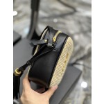 SAINT LAURENT  𝑳𝒐𝒖相机包_黑色配编织金扣型号：520534.