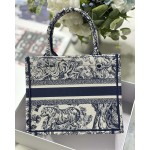 DIOR TOTE blue tiger embroidery