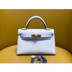 Minim Kelly 2nd generation T0 haze blue epsom leather gold buckle