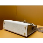 Mini Kelly second-generation milkshake white windbreaker gray epsom leather gold buckle