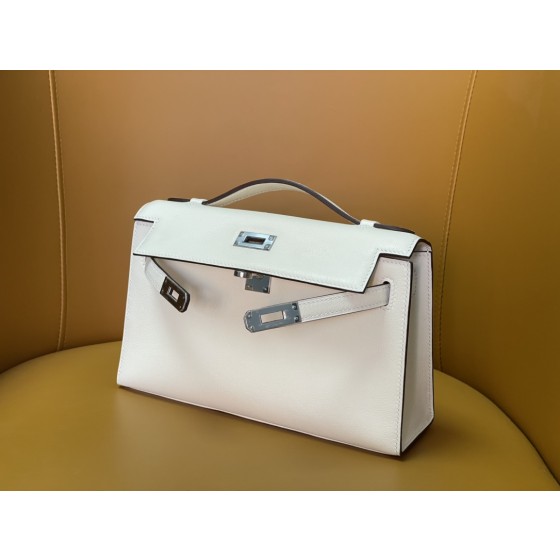 Mini kelly a generation cream white swift silver buckle