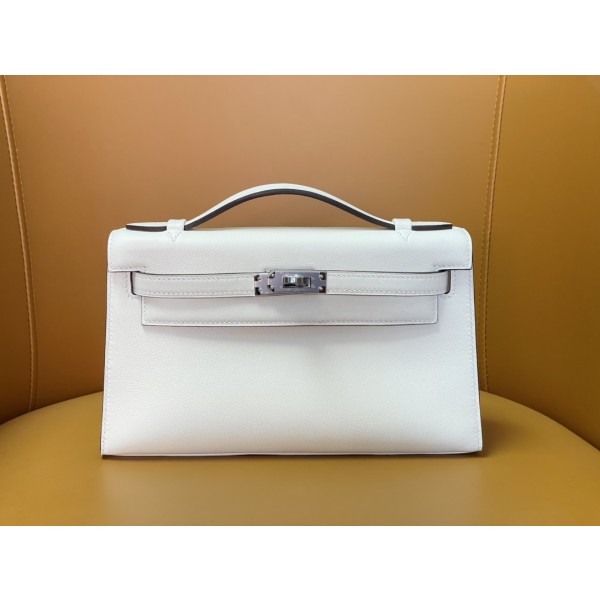 Mini kelly a generation cream white swift silver buckle
