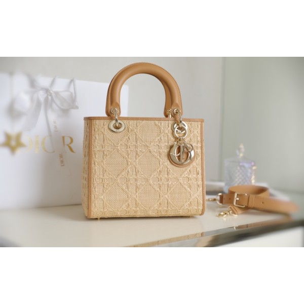 LADY DIOR Raffia Rattan Grid DR-051