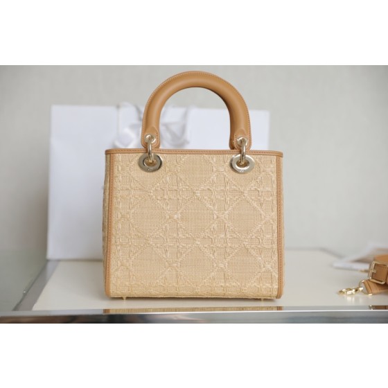 LADY DIOR Raffia Rattan Grid DR-051