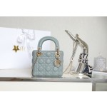 Lady haze blue vine checkered lacquered GR original sheepskin mini Three compartments