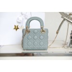 Lady haze blue vine checkered lacquered GR original sheepskin mini Three compartments