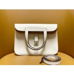 Halzan25 cream white inside spelling sesame color silver buckle TC leather