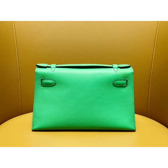 Mini Kelly generation 1K bamboo green swift silver buckle