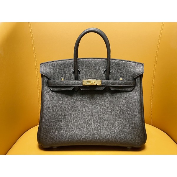 Bk25 black togo leather gold buckle