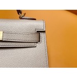 Mini Kelly second generation epsom leather asphalt gray gold buckle
