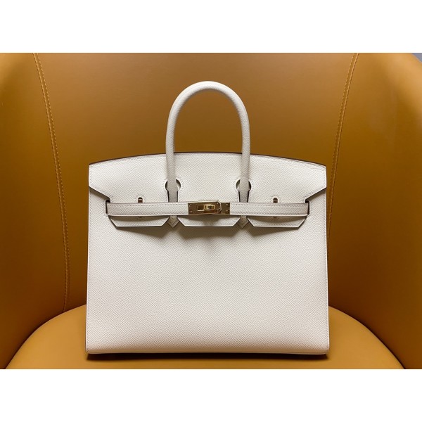 Bk25 epsom Cream White Outer Seam Gold Button