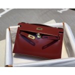 Minikelly box leather Hermes red rich vintage feel gold buckle
