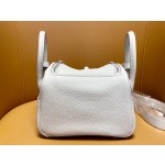 Mini Lindy pearl grey tc leather with silver buckle