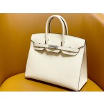 Bk25 epsom Cream White Outer Seam Silver Button