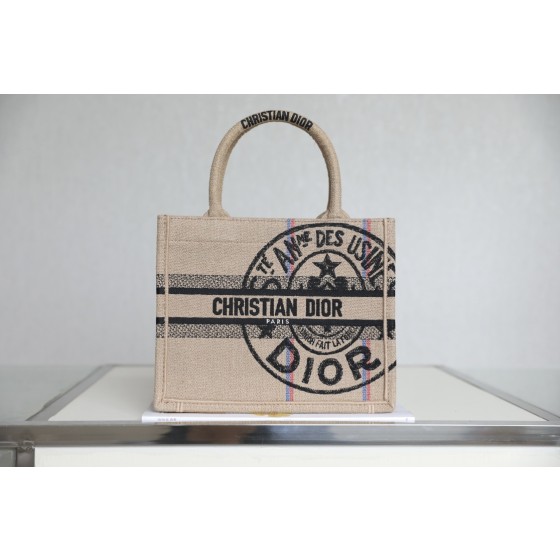 DIOR TOTE beige linen canvas