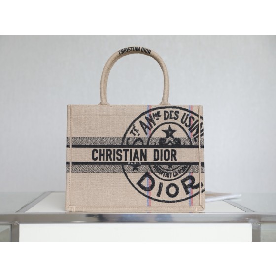 DIOR TOTE beige linen canvas