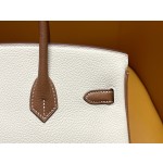 Bk25 Milk Shake White Collar Gold Brown Togo Leather Frosted Gold Button