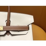 Bk25 Milk Shake White Collar Gold Brown Togo Leather Frosted Gold Button