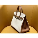 Bk25 Milk Shake White Collar Gold Brown Togo Leather Frosted Gold Button