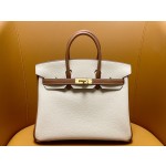 Bk25 Milk Shake White Collar Gold Brown Togo Leather Frosted Gold Button