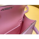 mini kelly second generation milkshake powder 1Q goat leather silver buckle