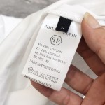 Philippe Plaine Men's Round Neck Short Sleeve T-shirt 3D Adhesive Letter Logo Skull Head