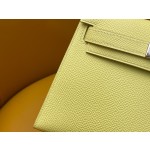 Mini Kelly II Lemon Yellow Epsom Leather Silver Buckle