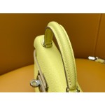 Mini Kelly II Lemon Yellow Epsom Leather Silver Buckle