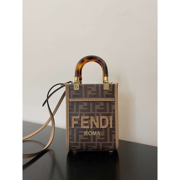 FENDI Sunshine mini tortoiseshell portable crossbody cute