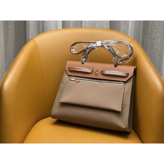 herbag31 elephant grey + caramel color silver buckle