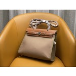 herbag31 elephant grey + caramel color silver buckle
