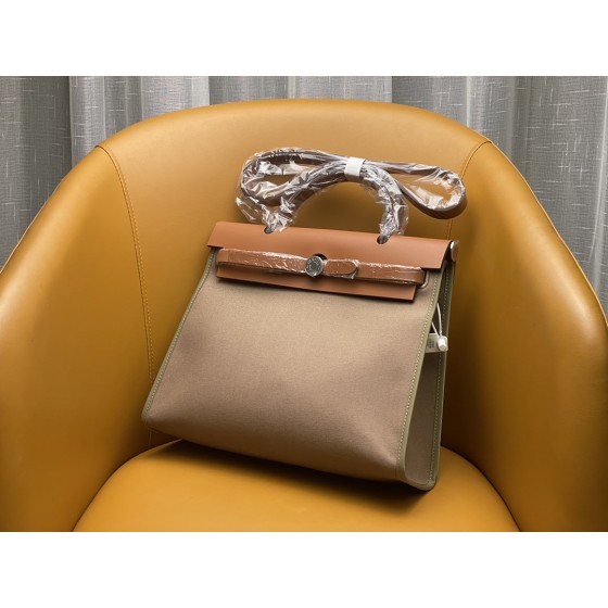 herbag31 elephant grey + caramel color silver buckle