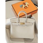 BK25 milkshake white togo leather gold buckle