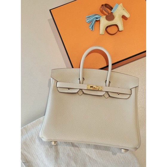 BK25 milkshake white togo leather gold buckle