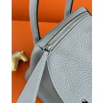 lindy26 linen blue clemence leather silver buckle