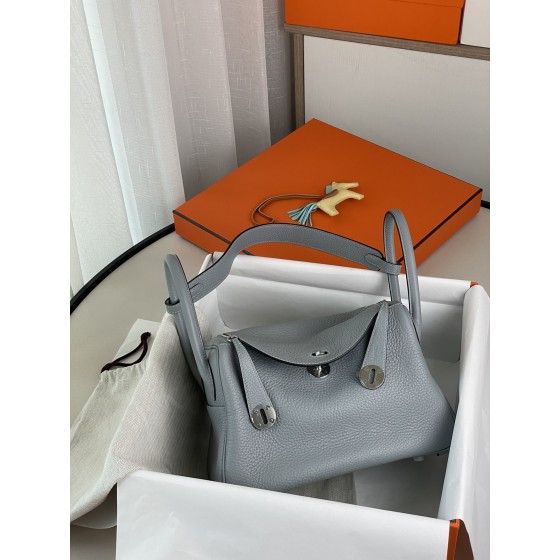 lindy26 linen blue clemence leather silver buckle